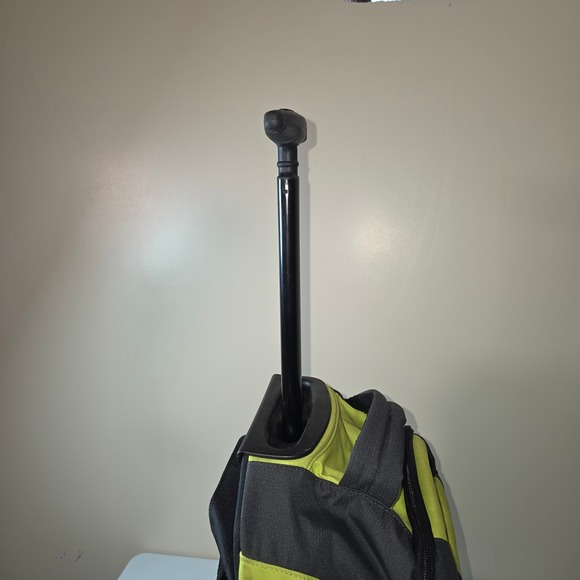 Y2K Nike Rolling Backpack Black Neon Yellow Swoosh Wheeled School Travel Bag - Picture 4 of 12